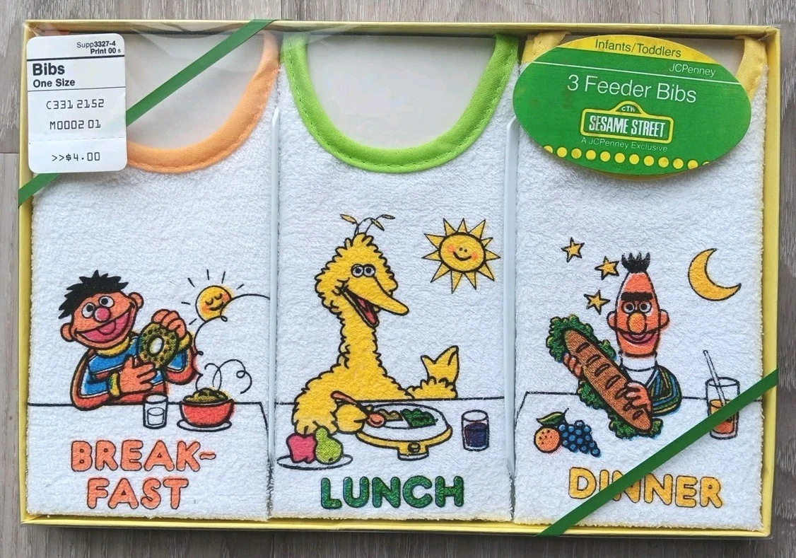 Vintage 1970s Set of 3 Sesame Street Feeder Baby Bibs NEW NOS JC Penney
Opens in a new window or tab