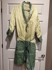 Antique 1930s Art Deco Quilted Satin Robe Dressing Gown Peignoir Belted