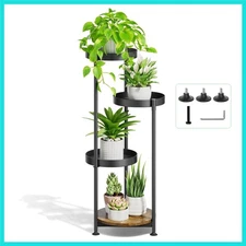 Elegant 4 Tier Round Plant Stand - Both Rustic and Modern for Indoor Outdoor Use