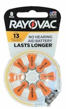 Rayovac Hearing Aid Batteries Size 13 Made in USA Pack of 8 count EXP 02/2025