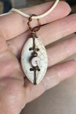 Pendant/Necklace Handmade Copper Gift Wire wrapped Howlite  Shell Boho JMes