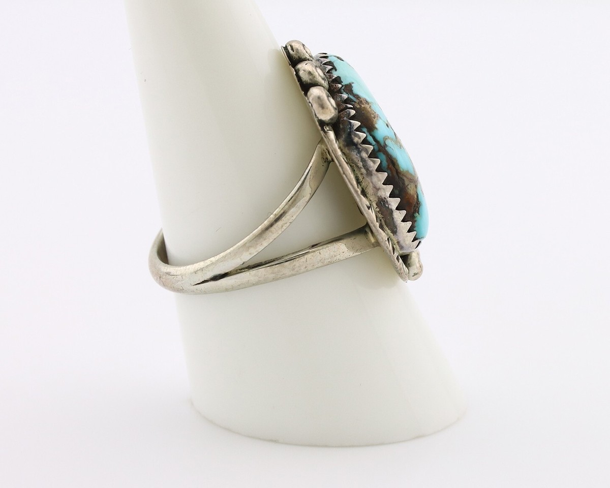Navajo Ring 925 Silver Blue Turquoise Artist Signed Roy Buck C