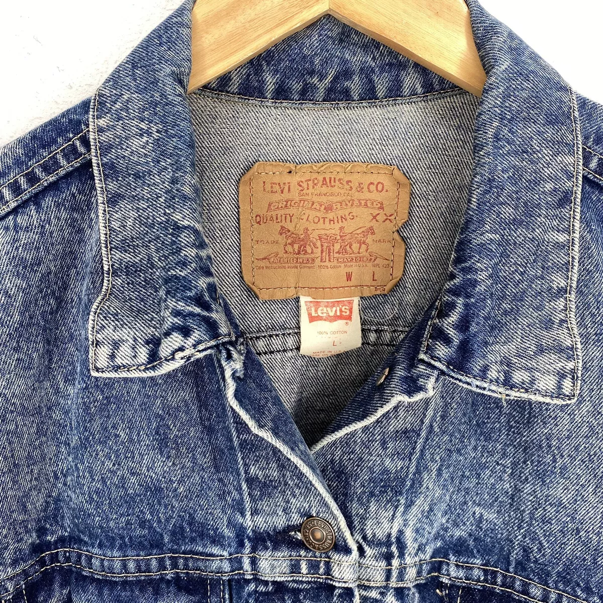 Vintage Levi's Denim Jacket Dark Wash Made in USA Sz L 80s