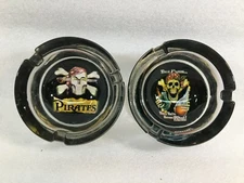 Pair of Concave Glass PIRATE  Ashtrays