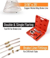 Kit 25FT 3/16 Copper Pipe Flaring Tool + 20 Nuts Fittings Brake Line Pipe Repair