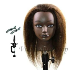 Afro American Cosmetology Mannequin Human Hair Hairdresser Manikin Wig Head