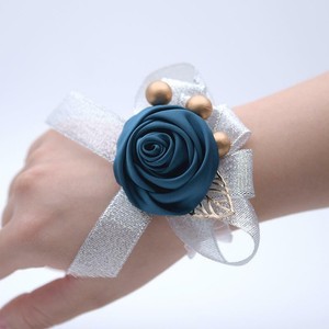 corsage wrist bridesmaid bracelet bridal silk beads rose gold