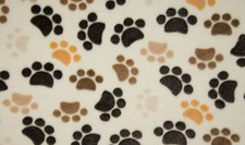 Luxury Super Soft Coral Cuddle Fleece Fabric Material - PAWS ECRU BROWN