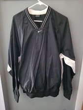 Vintage Nike Pullover 90s Windbreaker Center Swoosh V Neck Women's Sz L Black