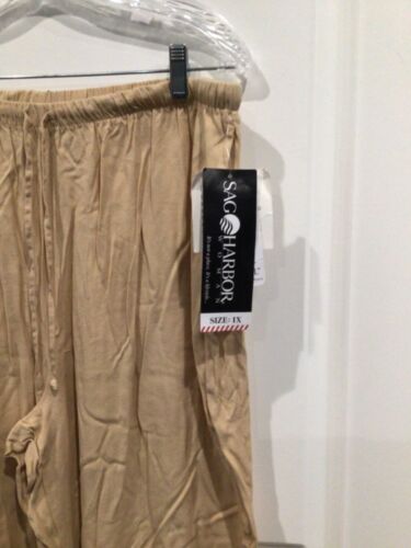 NWT Sag Harbor women’s 1X pull on pants yellow elastic waistband pockets - Picture 2 of 3