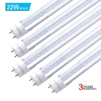 25 Pack T8 4FT 22W G13 Bi Pin Led Tube Light Bulbs 4Foot Led Shop Light 6000K