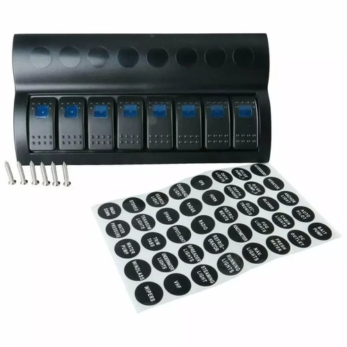 Boat Switch Panel Blue LED 8 Gang On-Off Button Optional Rocker Circuit Breaker - Picture 4 of 4