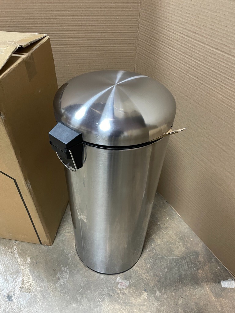 Habitat 30 Litre Domed Pedal Bin Waste Kitchen Stainless Steel (dented