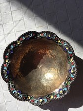 Vintage European 1000 Sterling Silver Enamel Small Bowl 1