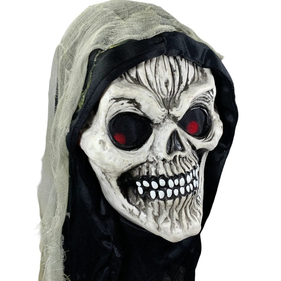 Skull Mask Hood Costume Light Up Eyes Fun World Skeleton Halloween Cosplay 8515 - Image 4 of 4