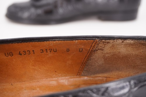 $2650 | MOCASÍN SALVATORE FERRAGAMO 8 D COCODRILO NEGRO CENTAVO PUNTA DIVIDIDA ITALIA - Imagen 3 de 19