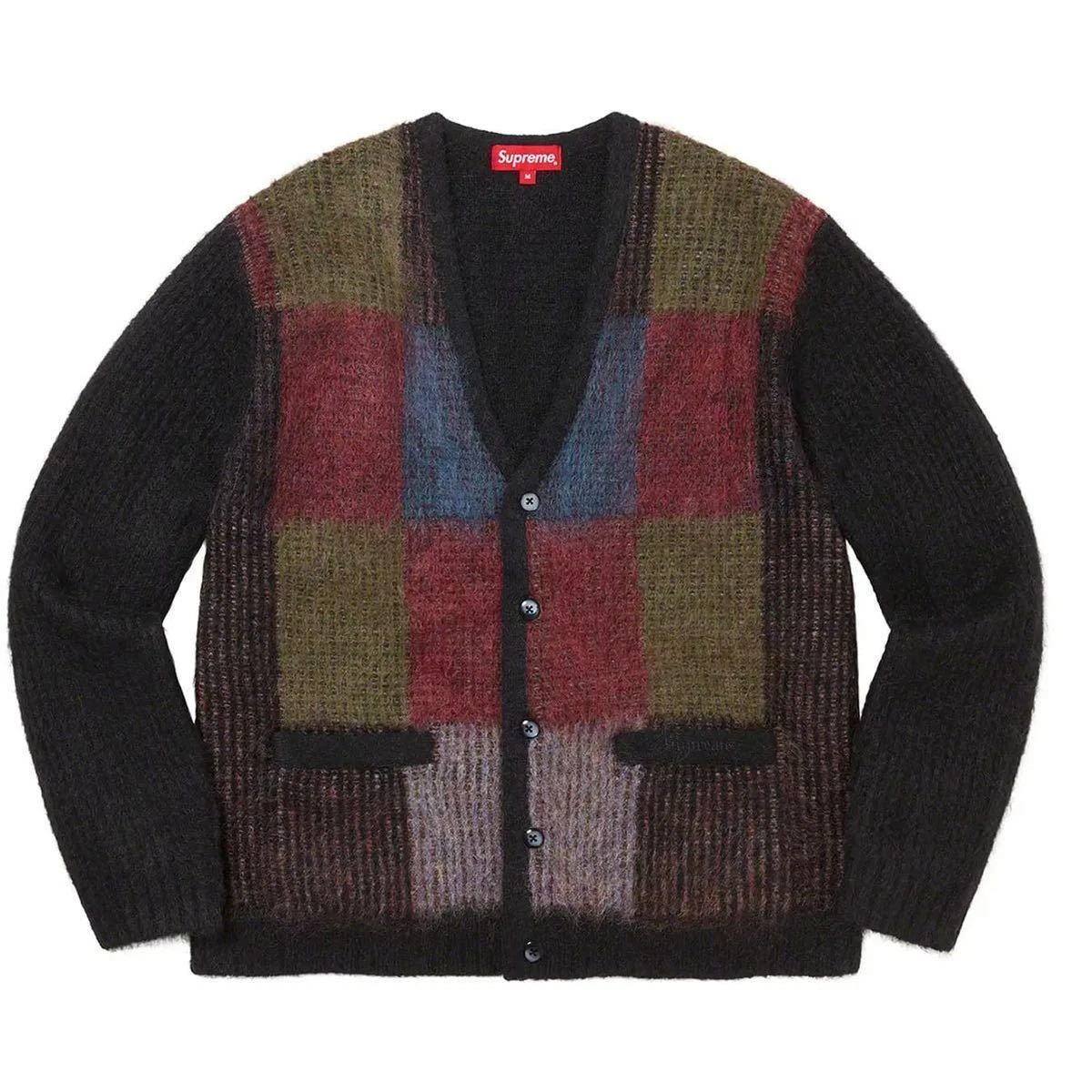 SUPREME Brushed Mohair Grid Cardigan 22SS 2019 XL BLACK UNUSED w/logo  Sticker