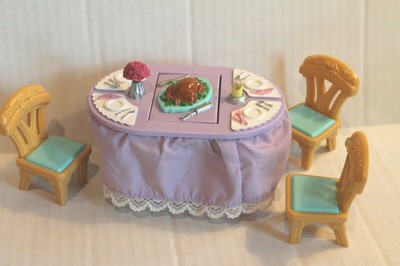 Fisher Price Loving Family Dollhouse Musical Mesa De Jantar E 3 Cadeiras Luz Musica Ebay