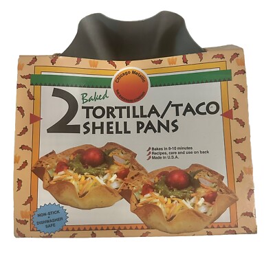 NEW Chicago Metallic 2 Baked Tortilla Taco Shell Pans Non-Stick Dishwasher Safe