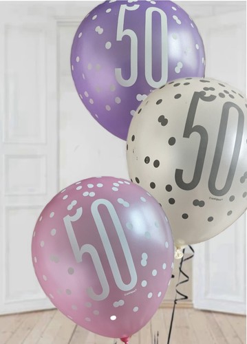 Glitz pink white silver milestone birthday party latex balloons decorations - Picture 20 of 23
