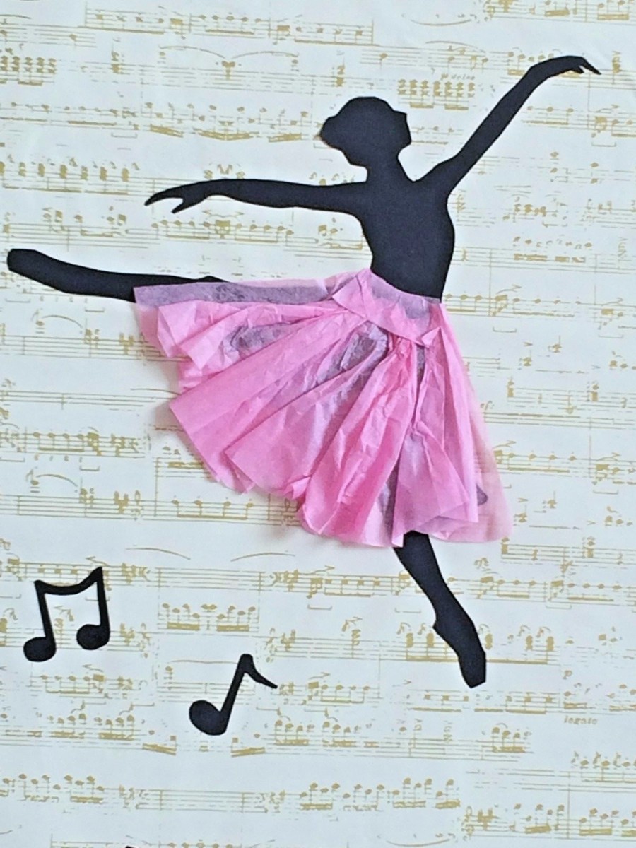 Ballerina Silhouette Canvas 3D Pink Music Notes Dance Art