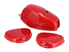 Set: Büffeltank + Seitendeckel, Rot RAL 3002 - für Simson S50