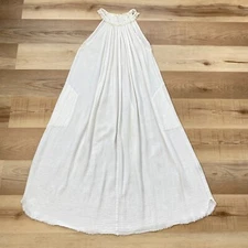 Isabel Marant Etoile Women's Fringe Slubbed Cotton Boho Maxi Dress White Size 36