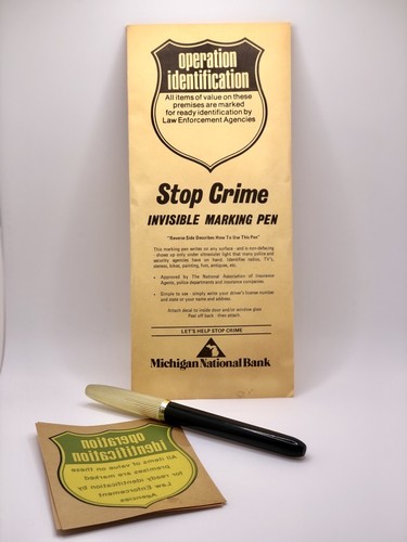 Vintage Operation Identification Invisible Marking Pen Kit