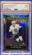 2022-23 OPC Platinum Shane Wright Marquee Rookie Cosmic 61/65 #300 Kraken PSA 9
