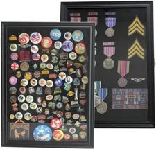 Large Pin Display Case Medal Shadow Collection Box w/ UV Protection Acrylic Door