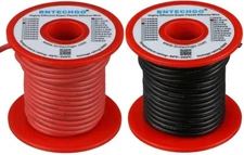 16 Gauge Silicone wire spool red and black each 50ft Flexible 16 AWG St