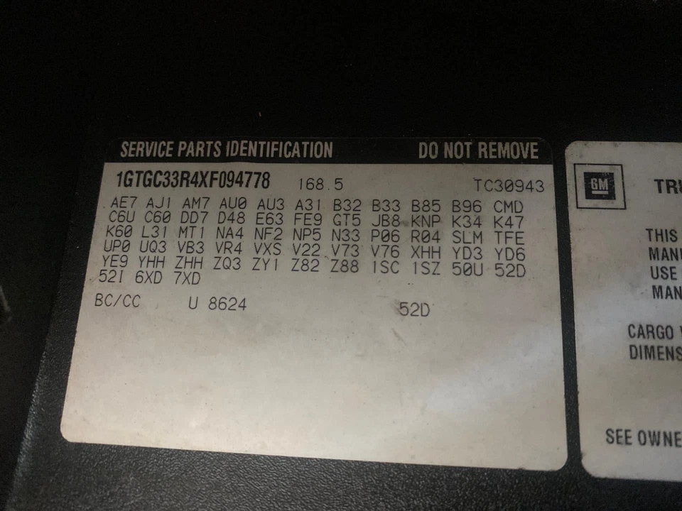 GMC 3500 1999 camioneta velocímetro clúster 199 k millas EE. UU. 5,7 L gasolina OEM 16221455 Foto 3 de 4