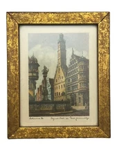 Ernst Geissendorfer "Rothenburg Tauter Etching Print Signed Framed 5.5x4.5”
