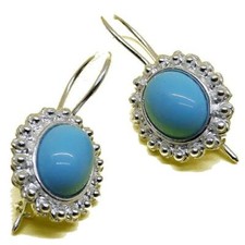 Coralli di Sardegna Orecchini Turchese 8x10mm Filigrana Sarda Argento corona 