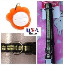 Reflective Dog Collar  FREE ID Tag - Small - Pick Color - purple, blue, gray