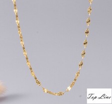 Women Girl 2 mm Gold Embossed Chain Titanium Stainless Steel Necklace 16-18"