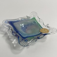 Vintage Murano Italian Handblown Art Glass Bowl W Original Sticker 6-3/4 "