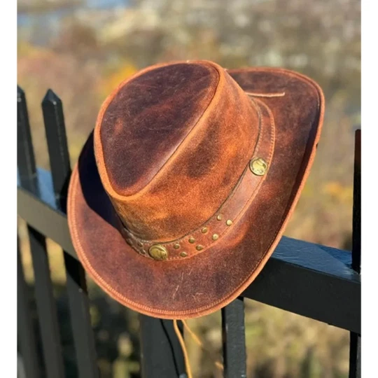 Falcon Suede Outback Western Style Leather Hat | Durable Western Leather Hat
