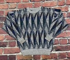 Vintage Method Sweater Multicolor Geometric Knit Pullover Men s Medium 90s