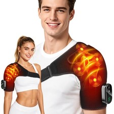 Cordless Updated Shoulder Heating Pad with Shoulder Massager Black