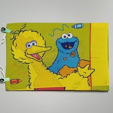One Vtg Sesame Street Big Bird Cookie Monster Elmo Crayons Standard Pillowcase