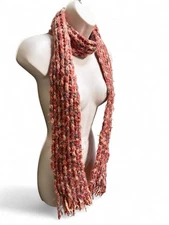 Vintage Chunky Knit 100% Wool Scarf Women’s Icelandic Soft Scarf Boho Fringe