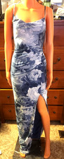 Windsor blue floral formal dress with cowl neck size XS