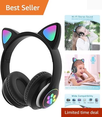 Noise Cancelling Cat Ear Headphones for Kids & Teens - Wireless with Microphone