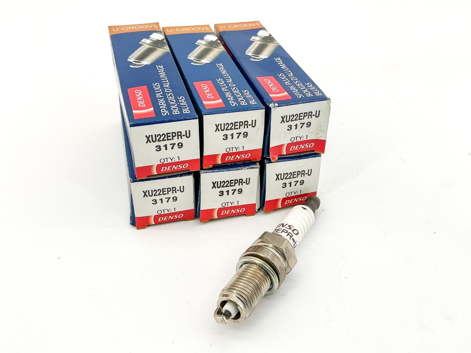 New Lot of 6 Denso 3179 U-Groove Spark Plug XU22EPR-U