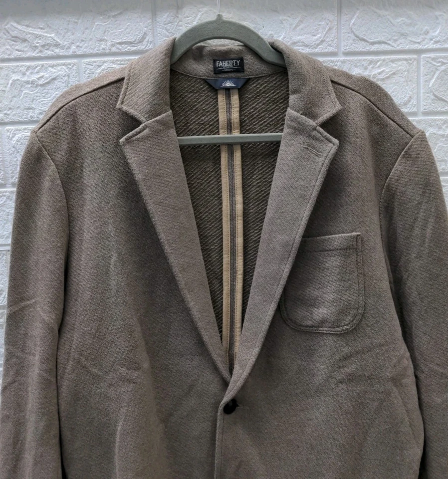 Nuevo Blazer Tejido Inlet Marca Faherty Nogal Melange Para Hombre Talla L Foto 2 de 4