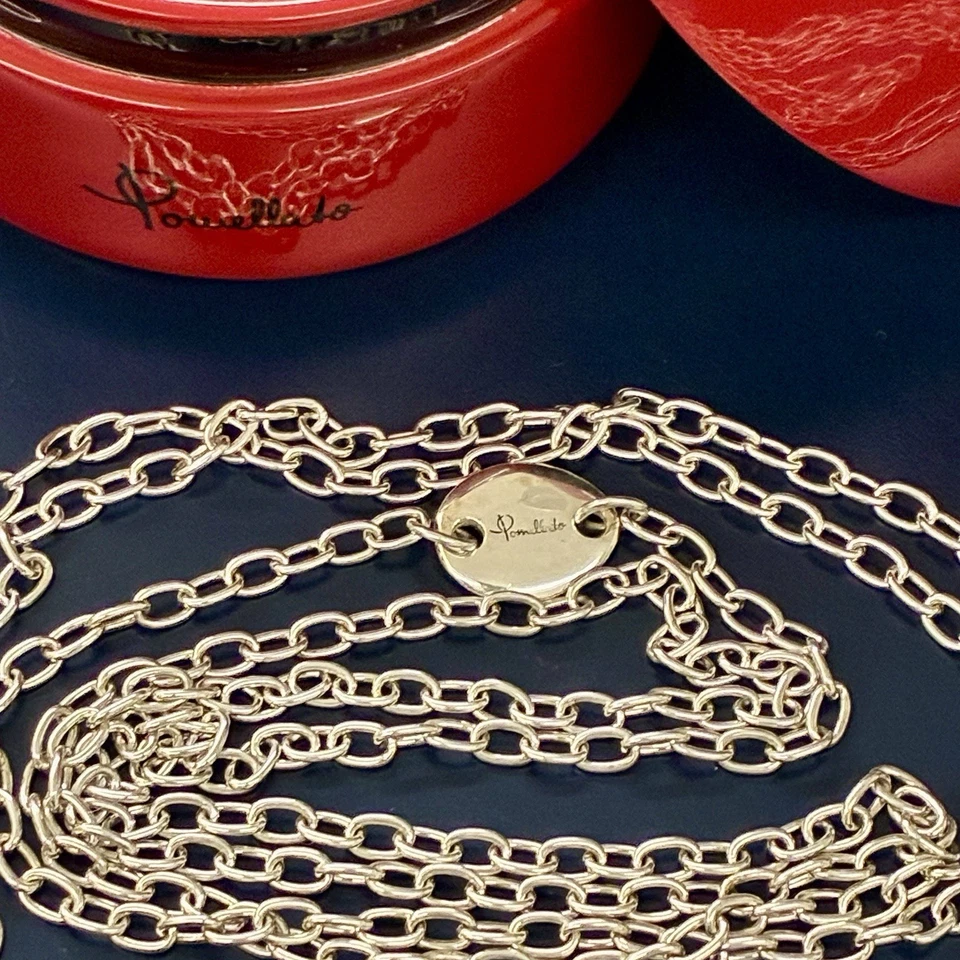 Pomellato Collana Lunga 100cm Argento Massiccio 925 100% Originale Rara Unisex - Immagine 3 di 4