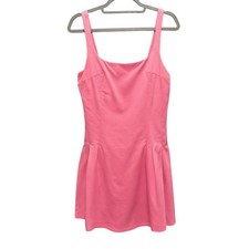 Zara Pink Pleated Mini Dress Square Neck Tank Straps Sleeveless XL (Flaws)