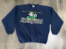 Vintage Notre Dame Sweatshirt Mens Large Blue NCAA 90s Made in USA