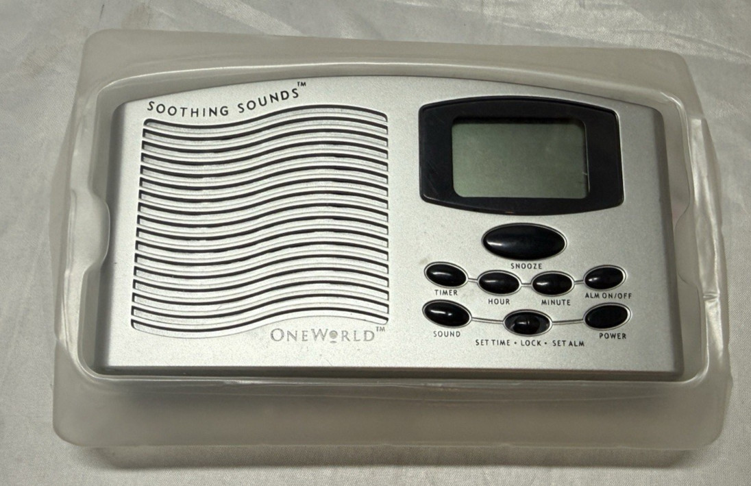 One World Soothing Sounds Portable 4 Sounds Therapy Machine Travel Alarm Clock